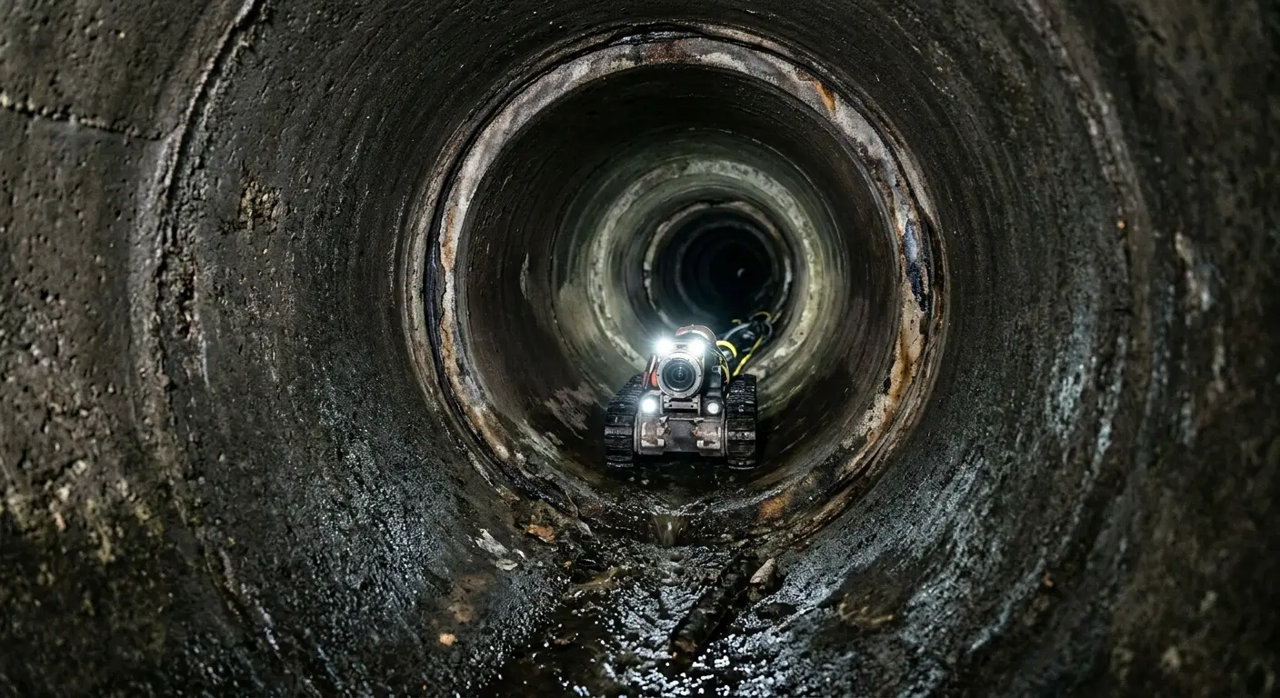Robotic sewer camera inspecting pipe interior for Sewer Line Repair in Grass Lake